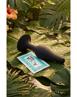 Plug Anal Noir en Silicone M avec Ventouse Taille M 11,3 cm Pocket Pleasure  1 dosette de lubrifiant