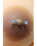 Paire de cache-tétons piercing barre faux diamant peau métisse Paire de cache-tétons piercing barre faux diamant peau métisse