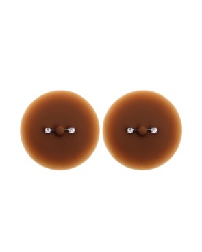 Paire de cache-tétons piercing barre faux diamant peau foncée 