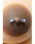 Paire de cache-tétons piercing barre faux diamant peau foncée Paire de cache-tétons piercing barre faux diamant peau foncée