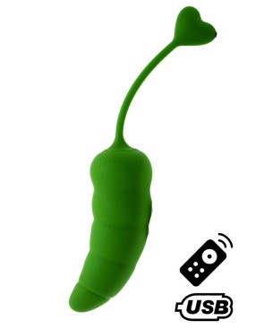 PIMENTO, Un Œuf vibrant avec télécommande, couleur et forme Piment en silicone médical