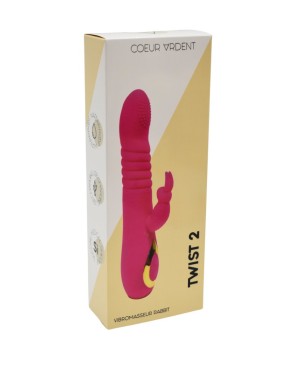 TWIST 2 Rose, Vibromasseur Rabbit va-et-vient USB en silicone médical, doté de 18 modes de stimulation