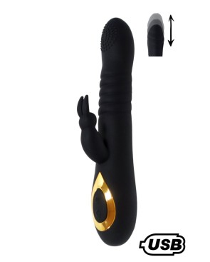 TWIST 2 Noir, Vibromasseur Rabbit va-et-vient USB en silicone médical, doté de 18 modes de stimulation 