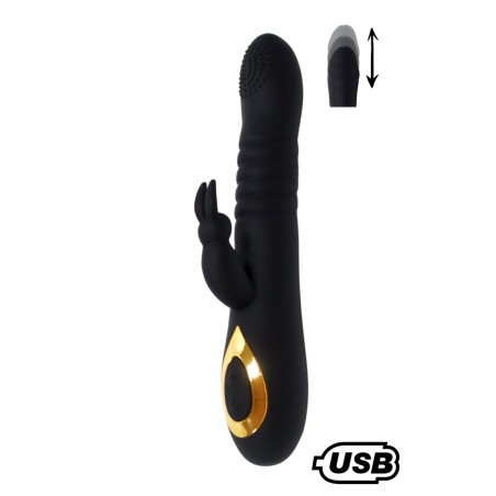 TWIST 2 Noir, Vibromasseur Rabbit va-et-vient USB en silicone médical, doté de 18 modes de stimulation 