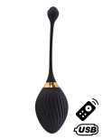 WAVE, Un Œuf vibrant noir USB avec télécommande, dans un silicone médical doux et lisse WAVE, Un Œuf vibrant noir USB avec télécommande, dans un silicone médical doux et lisse