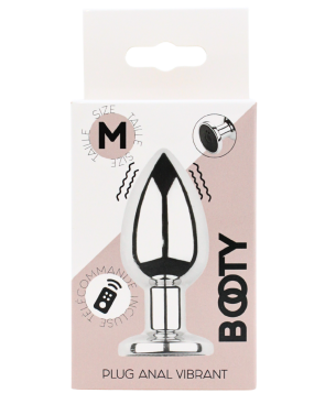 Plug vibrant acier inoxydable anal taille M avec télécommande, USB BOOTY