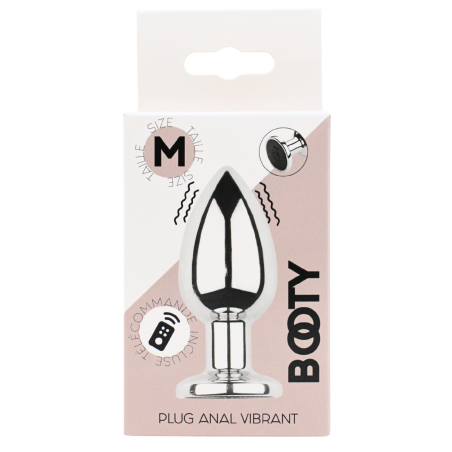 Plug vibrant acier inoxydable anal taille M avec télécommande, USB BOOTY