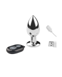 Plug vibrant acier inoxydable anal taille M avec télécommande, USB BOOTY