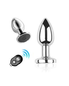Plug vibrant acier inoxydable anal taille M avec télécommande, USB BOOTY