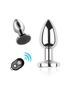 Plug vibrant acier inoxydable anal taille S avec télécommande, USB BOOTY
