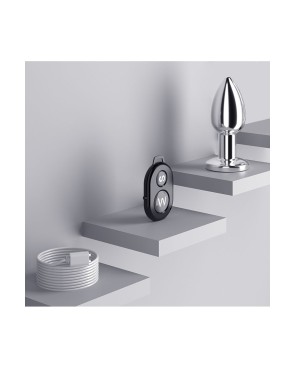 Plug vibrant acier inoxydable anal taille S avec télécommande, USB BOOTY
