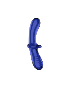 Gode en verre borosilicaté massif bleu Double Crystal Satisfyer 