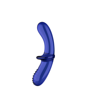 Gode en verre borosilicaté massif bleu Double Crystal Satisfyer 