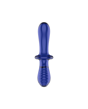 Gode en verre borosilicaté massif bleu Double Crystal Satisfyer 