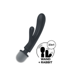 2 en 1 Vibromasseur rabbit et wand noir USB Triple Lover Satisfyer 2 en 1 Vibromasseur rabbit et wand noir USB Triple Lover Satisfyer