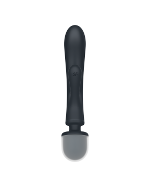 2 en 1 Vibromasseur rabbit et wand noir USB Triple Lover Satisfyer 