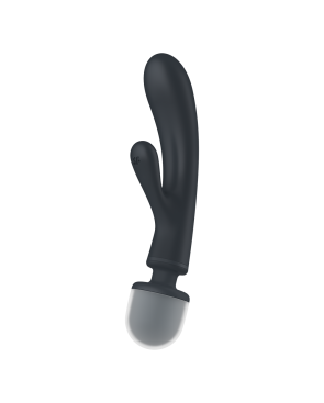 2 en 1 Vibromasseur rabbit et wand noir USB Triple Lover Satisfyer 