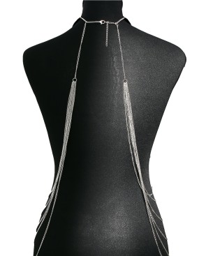 Bijou Tour de cou avec chaines de corps argenté