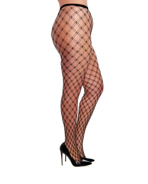 Collant grande taille large maille en forme de losange
