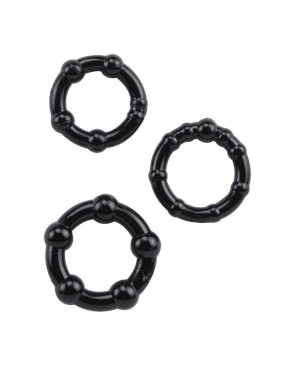 Pack 3 cockring noir avec billes