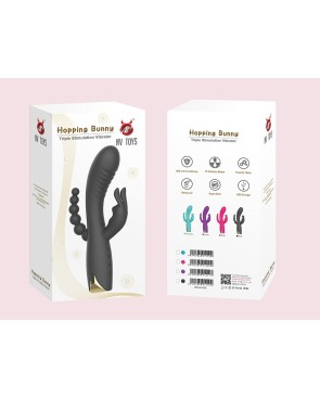Vibromasseur triple stimulation très puissant violet USB 