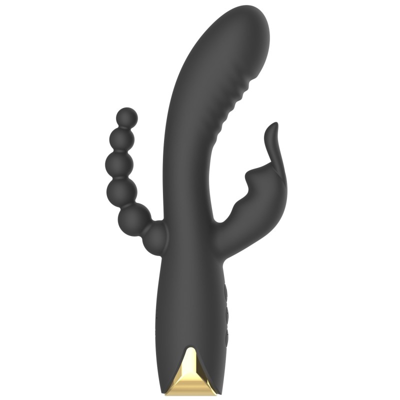 Vibromasseur triple stimulation très puissant noir USB Vibromasseur triple stimulation très puissant noir USB