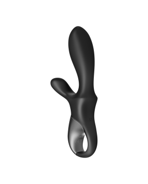 Vibromasseur rabbit noir USB, chauffant et connecté Heat Climax  Satisfyer