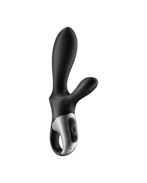 Vibromasseur rabbit noir USB, chauffant et connecté Heat Climax  Satisfyer