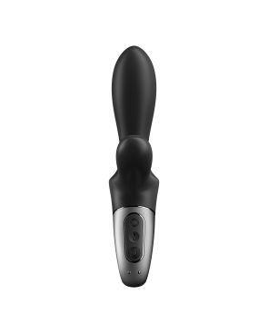 Vibromasseur rabbit noir USB, chauffant et connecté Heat Climax  Satisfyer