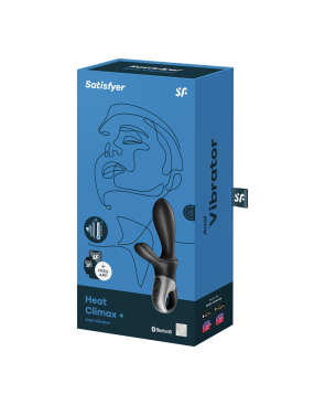 Vibromasseur rabbit noir USB, chauffant et connecté Heat Climax  Satisfyer