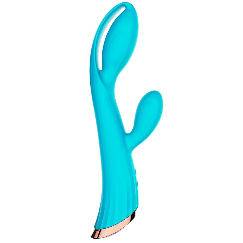 Vibromasseur bleu avec stimulateur de clitoris LRIS USB Vibromasseur bleu avec stimulateur de clitoris LRIS USB