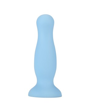 Plug anal ventouse bleu pastel taille M 