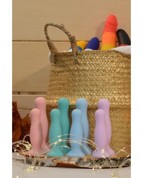 Plug anal ventouse bleu pastel taille M 
