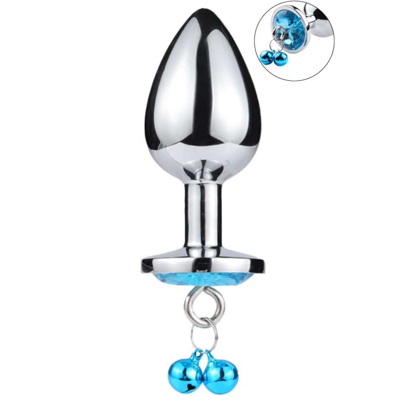 Plug bijou aluminium bleu avec clochettes Taille M JINGLE Plug bijou aluminium bleu avec clochettes Taille M JINGLE