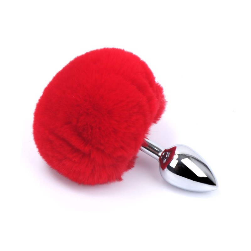 Plug anal aluminium avec pompon rouge Taille S Plug anal aluminium avec pompon rouge Taille S