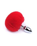 Plug anal aluminium avec pompon rouge Taille S Plug anal aluminium avec pompon rouge Taille S