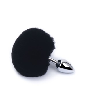 Plug anal aluminium avec pompon noir Taille S 
