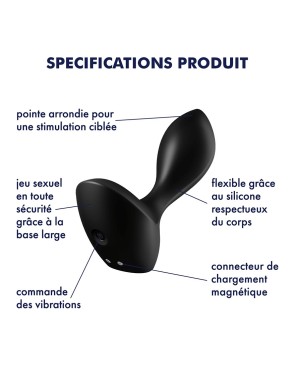 Plug anal vibrant noir USB Backdoor Lover Satisfyer