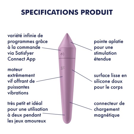 Vibromasseur connecté lilas USB Ultra Power Bullet 8 Satisfyer