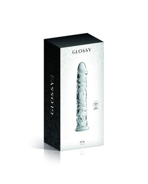 Gode en verre transparent avec gland et veines n°4 Glossy