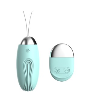 Oeuf vibrant rainuré turquoise USB avec télécommande