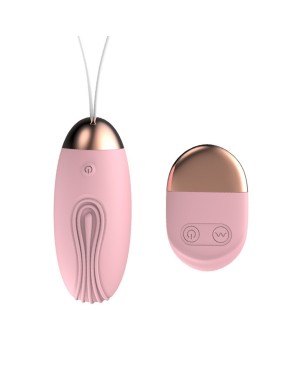 Oeuf vibrant rainuré rose USB avec télécommande