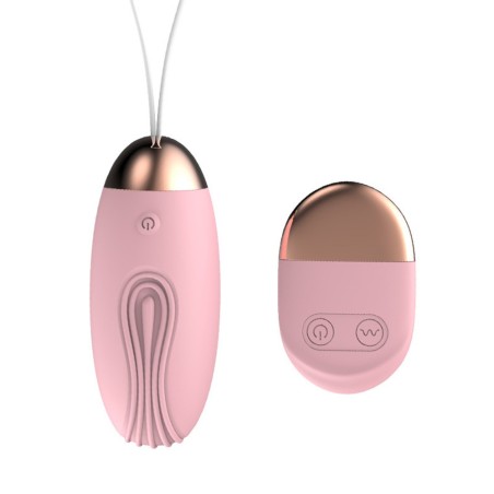 Oeuf vibrant rainuré rose USB avec télécommande