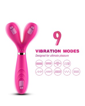 Vibromasseur Wand  rose en forme de Y avec 3 moteurs 