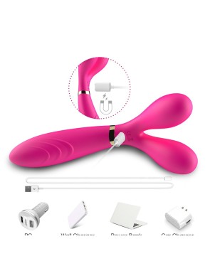 Vibromasseur Wand  rose en forme de Y avec 3 moteurs 