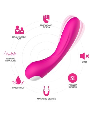 Vibromasseur courbé 9 modes de vibration rose