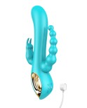 Vibromasseur rabbit bleu avec chapelet vibrant