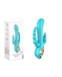Vibromasseur rabbit bleu avec chapelet vibrant