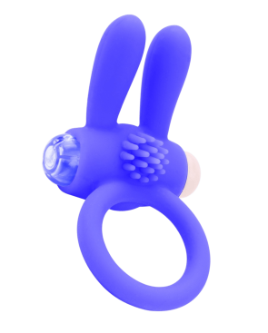 Anneau Vibrant Rabbit Bleu Silicone  1 dosette de lubrifiant — Pocket Pleasure