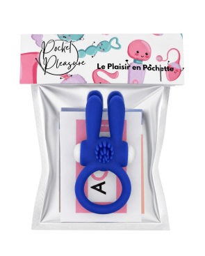 Anneau Vibrant Rabbit Bleu Silicone 1 dosette de lubrifiant — Pocket Pleasure